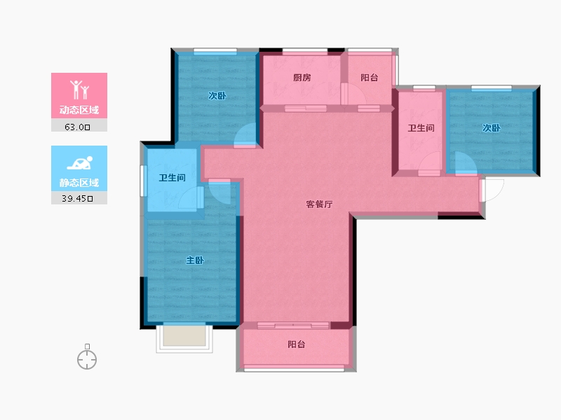 陕西省-榆林市-巨威金水岸-90.34-户型库-动静分区