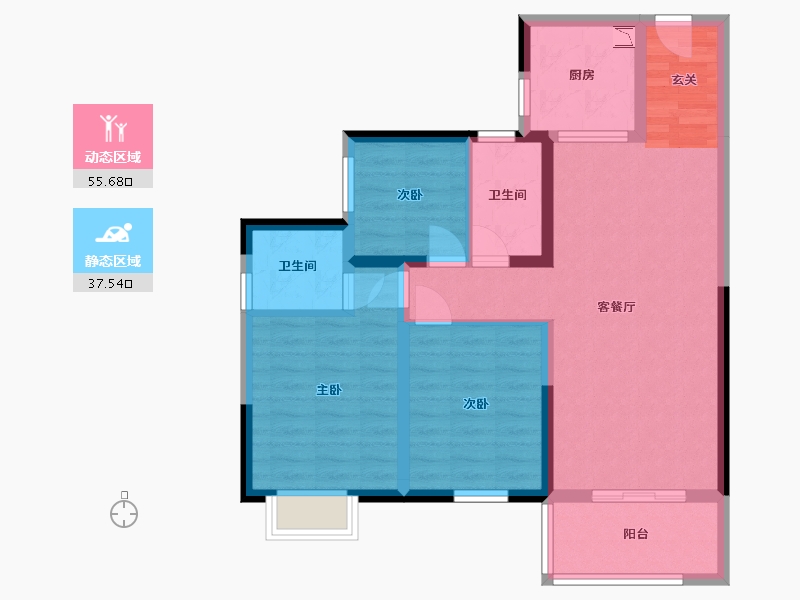 湖南省-长沙市-保利茉莉公馆-82.64-户型库-动静分区