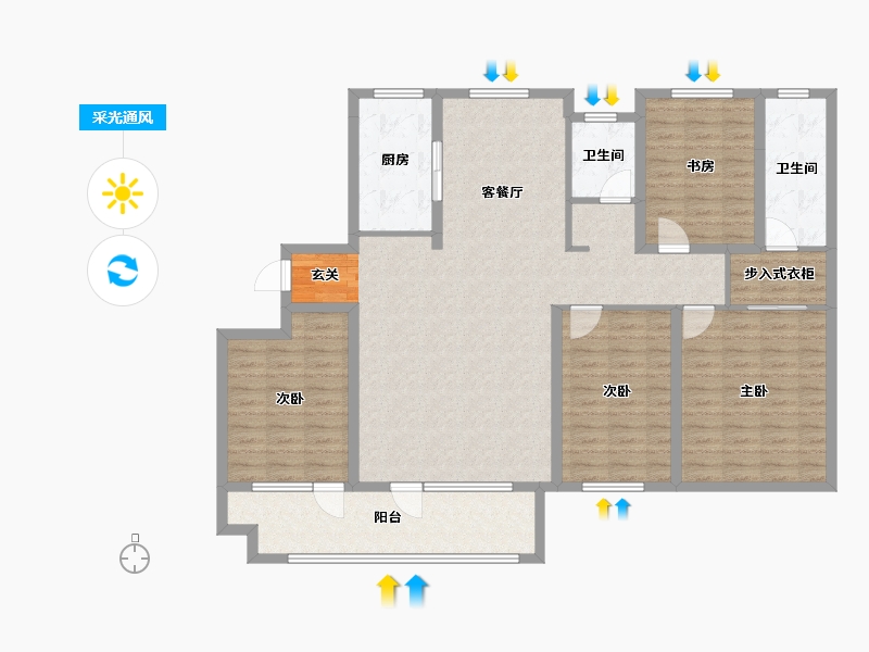 山东省-东营市-梧桐印象-131.92-户型库-采光通风