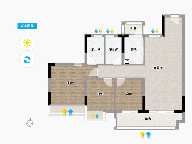 广东省-阳江市-御景豪园-86.09-户型库-采光通风