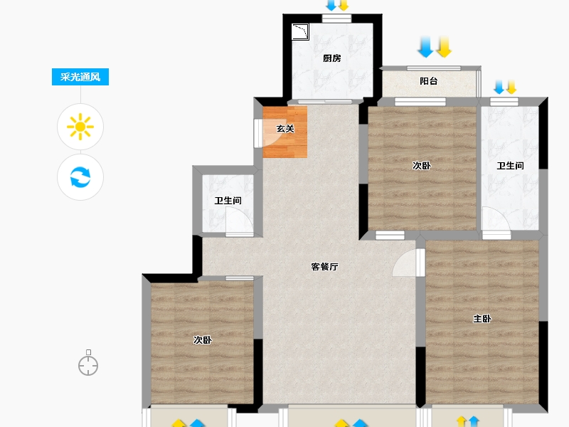 吉林省-长春市-兰溪学府-81.35-户型库-采光通风