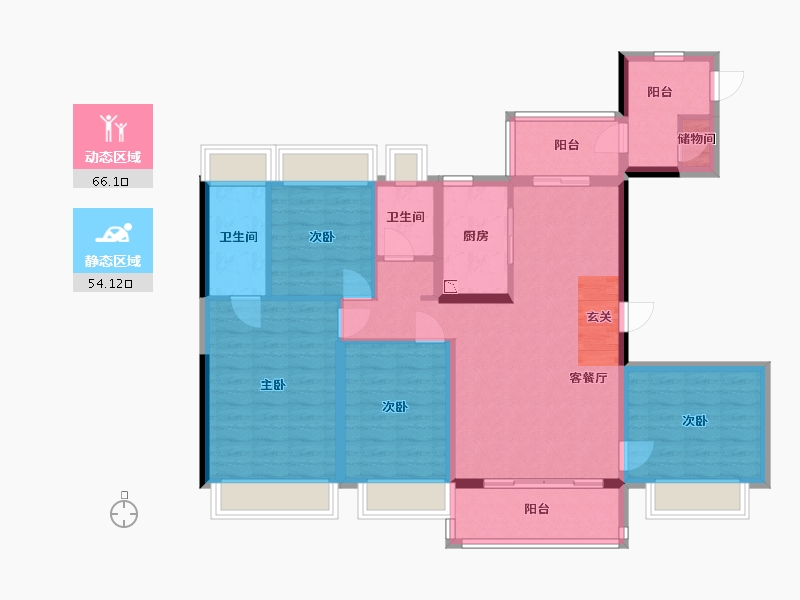 四川省-绵阳市-碧桂园天玺-107.41-户型库-动静分区