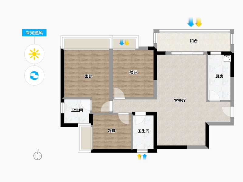 四川省-成都市-招商依云上城-84.32-户型库-采光通风