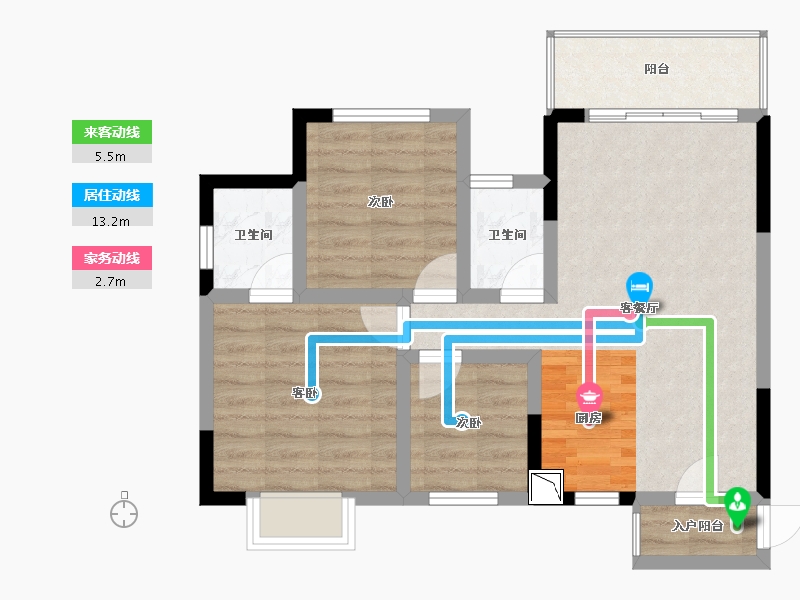 广西壮族自治区-南宁市-昌泰清华园柳园组团-67.11-户型库-动静线