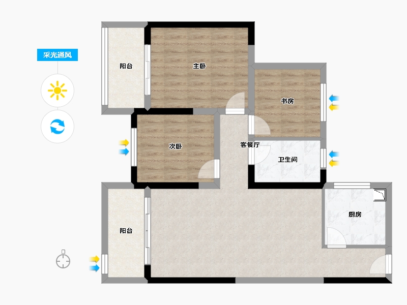 江苏省-徐州市-国际未来城-84.80-户型库-采光通风