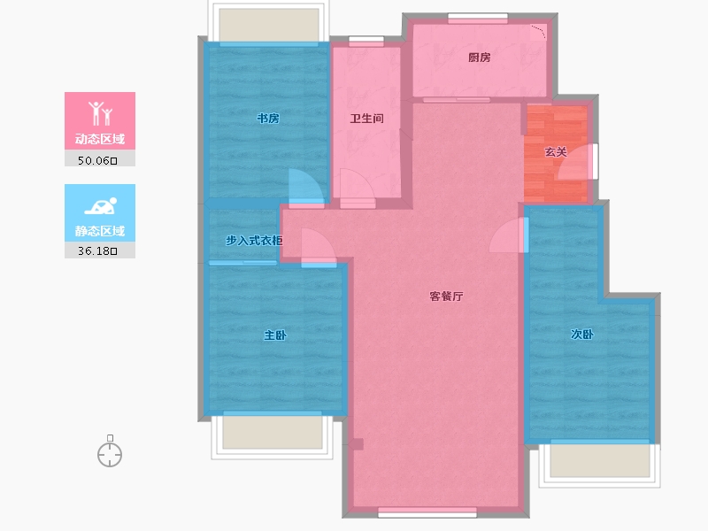 吉林省-长春市-华润置地����御-76.82-户型库-动静分区