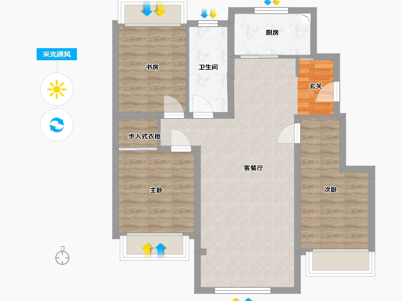 吉林省-长春市-华润置地����御-76.82-户型库-采光通风