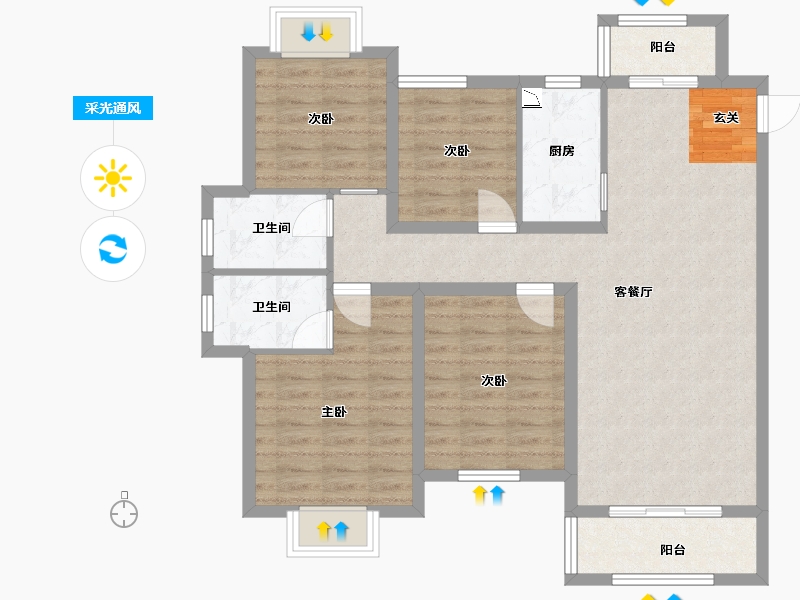 江西省-吉安市-美�Z华府-95.98-户型库-采光通风