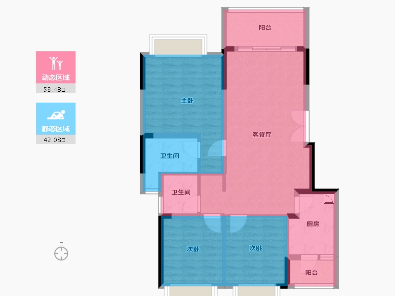 重庆-重庆市-云山晓-85.35-户型库-动静分区