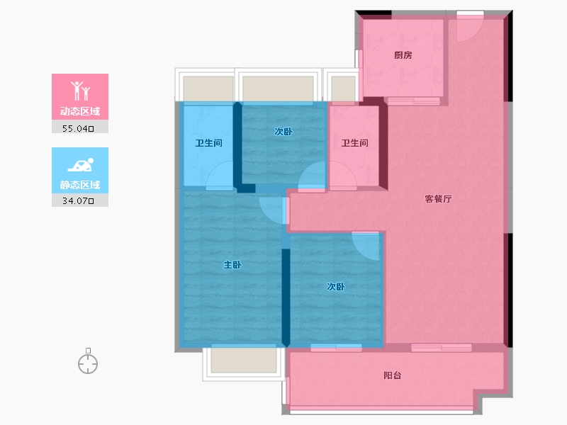 湖北省-孝感市-云梦碧桂园-79.69-户型库-动静分区