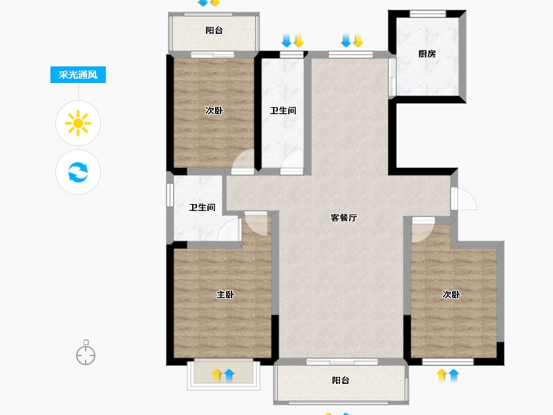 陕西省-延安市-小砭沟-104.94-户型库-采光通风