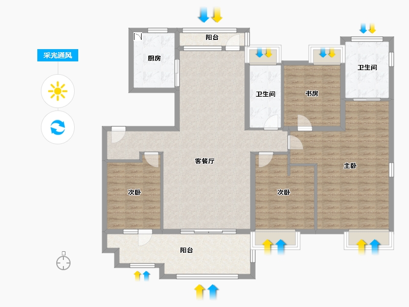 江苏省-南通市-万科城市之光-144.00-户型库-采光通风