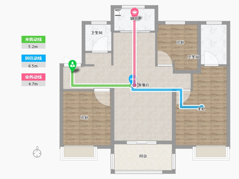 江苏省-泰州市-紫星城-105.00-户型库-动静线