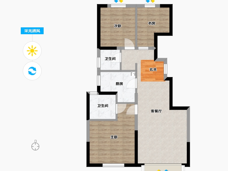 天津-天津市-中建新丽壹号-71.00-户型库-采光通风