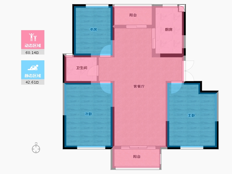 山东省-烟台市-蓬莱荣华苑-91.92-户型库-动静分区