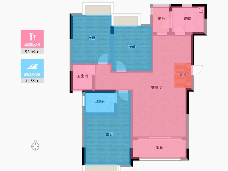 湖南省-常德市-临澧县第一书香紫台-91.29-户型库-动静分区