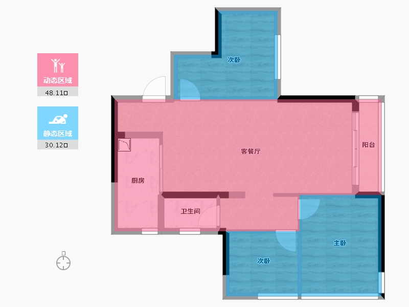 广西壮族自治区-南宁市-荣和山水绿城-69.91-户型库-动静分区