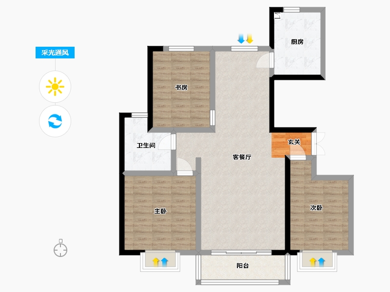 甘肃省-定西市-永生北玻紫御华府-98.29-户型库-采光通风