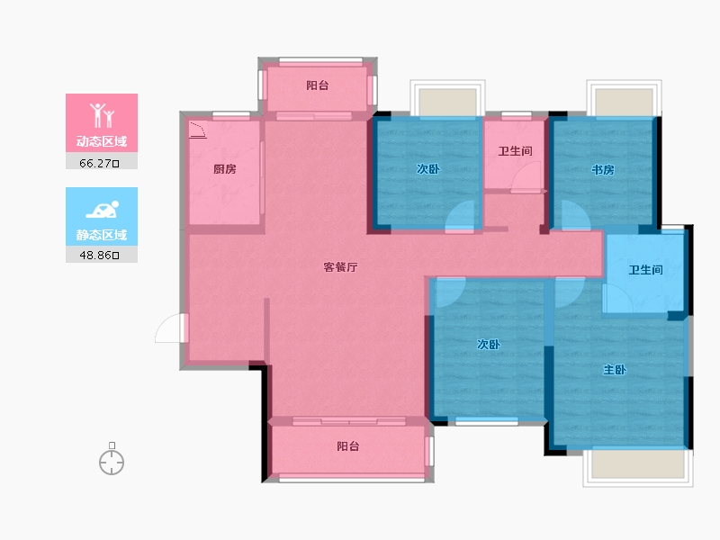 湖南省-长沙市-顺舟旺城-102.58-户型库-动静分区