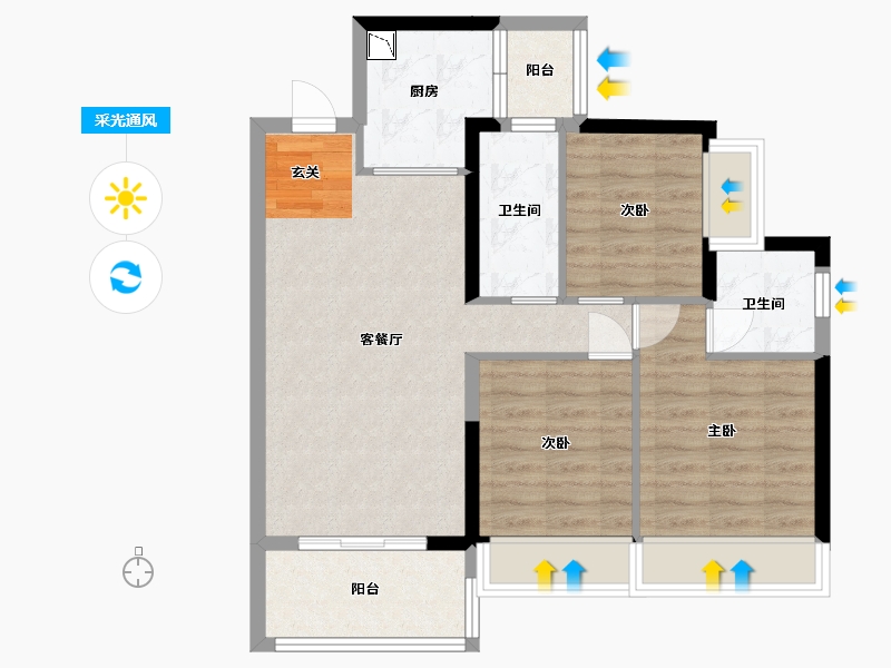 广东省-湛江市-吴川碧桂园・岭南盛世-74.26-户型库-采光通风