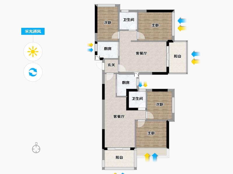 海南省-三亚市-海棠盛世-105.03-户型库-采光通风