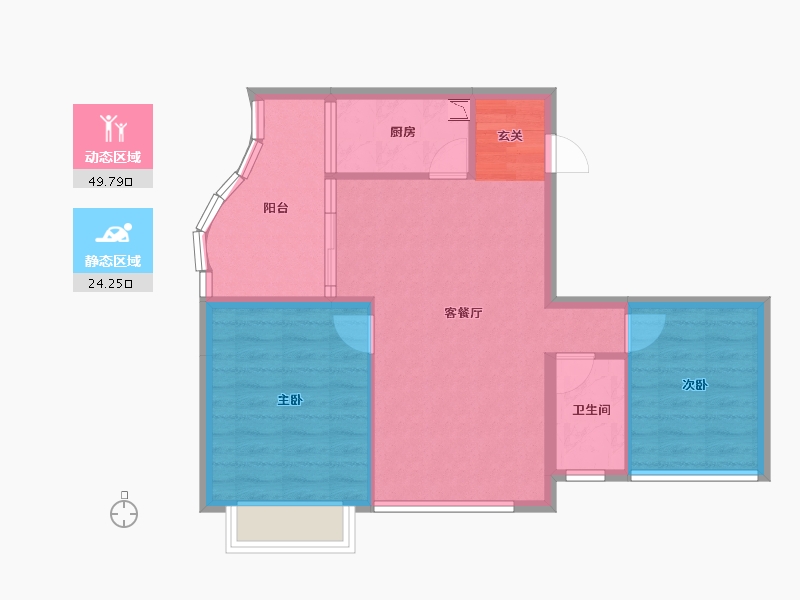 重庆-重庆市-左岸阳光-66.29-户型库-动静分区