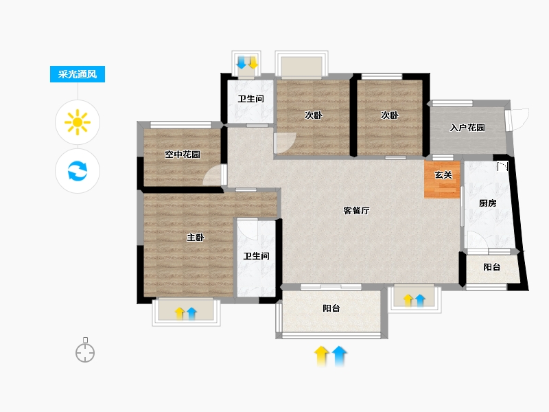 广东省-江门市-方圆・云山诗意（新会）-97.33-户型库-采光通风