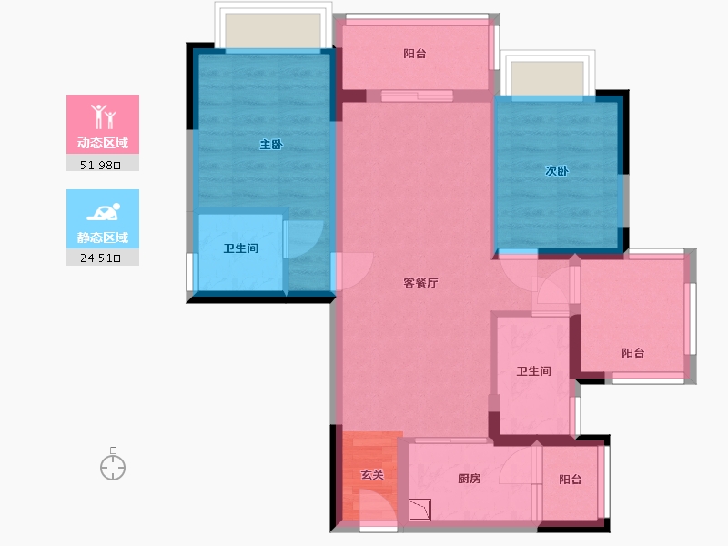 广东省-湛江市-红星・湛江爱琴海国际广场-66.95-户型库-动静分区