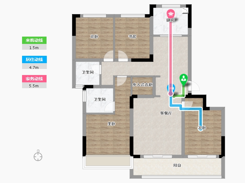 浙江省-温州市-凯迪融创新鹿园-100.00-户型库-动静线