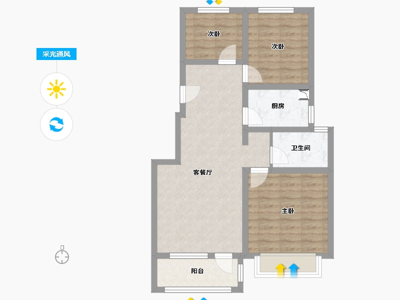 河北省-张家口市-蓝光-69.07-户型库-采光通风