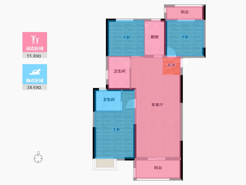 湖北省-武汉市-中建壹品宏泰・阅江府-84.17-户型库-动静分区