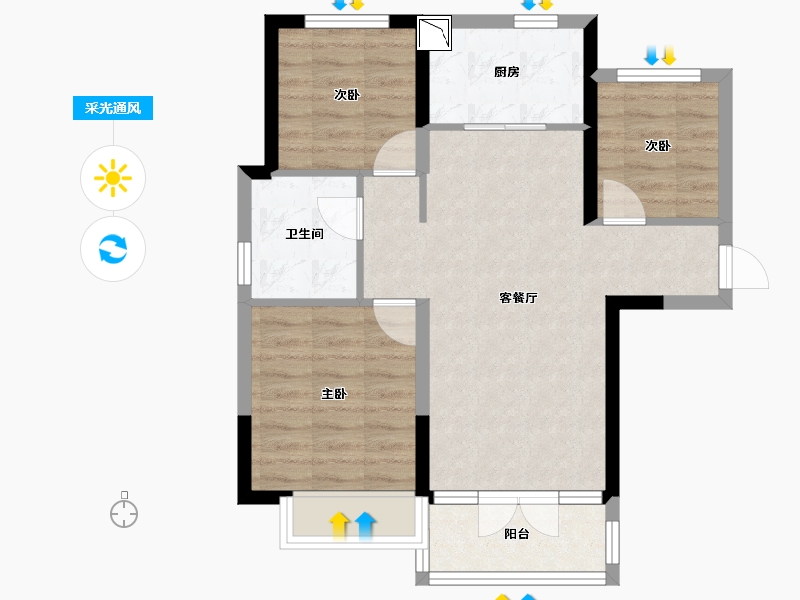 河北省-秦皇岛市-秦皇岛恒大悦府-63.93-户型库-采光通风