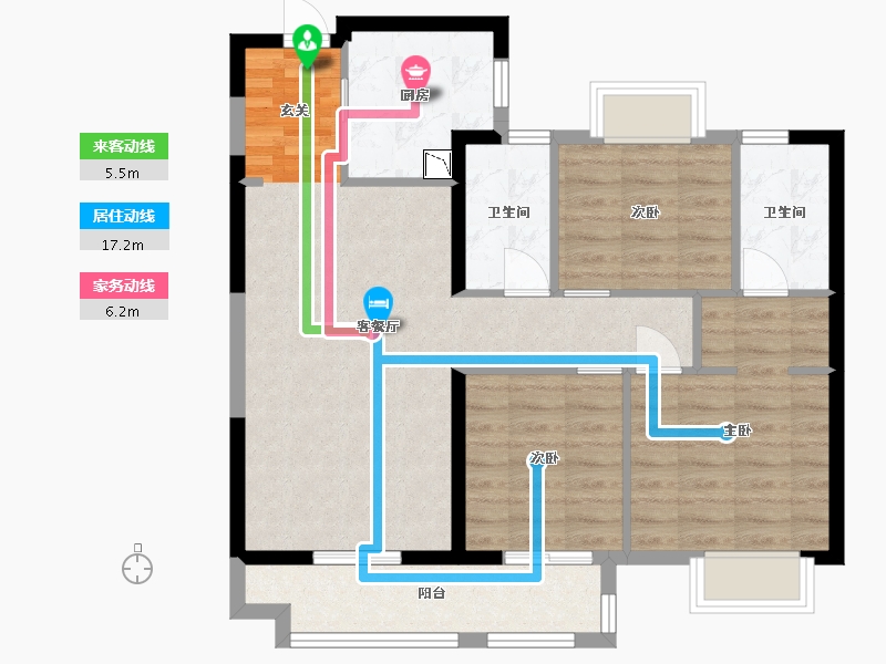 湖北省-武汉市-美的君兰半岛-81.89-户型库-动静线