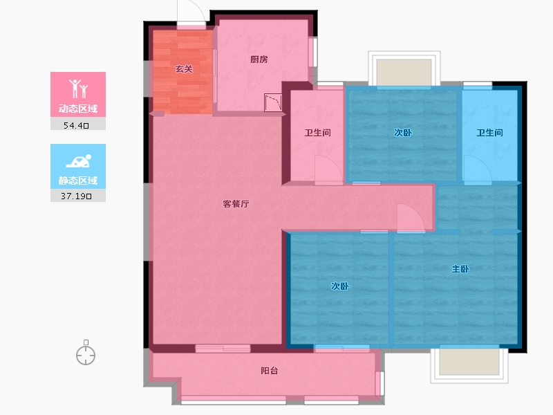 湖北省-武汉市-美的君兰半岛-81.89-户型库-动静分区