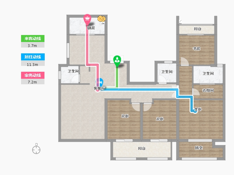 湖南省-长沙市-湾田・望江府-146.99-户型库-动静线