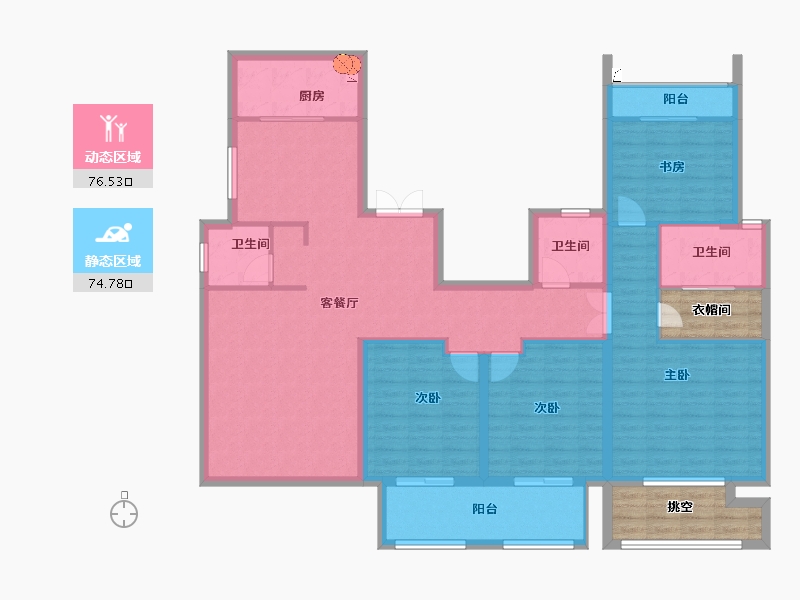 湖南省-长沙市-湾田・望江府-146.99-户型库-动静分区