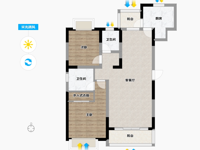 上海-上海市-阳光雅轩-80.00-户型库-采光通风