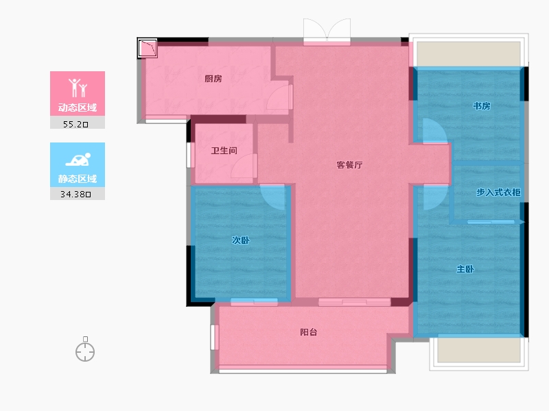 安徽省-淮北市-吾悦华府-80.00-户型库-动静分区