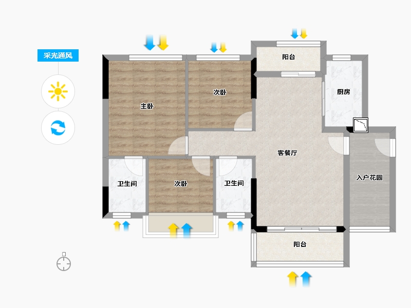 广东省-中山市-碧桂园佳诚新仕界-82.21-户型库-采光通风