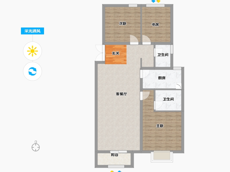 河北省-廊坊市-康城瑞府-92.08-户型库-采光通风