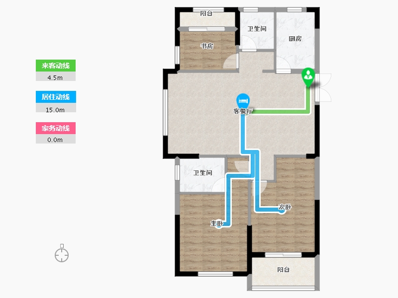 江苏省-镇江市-巴黎都市-96.00-户型库-动静线