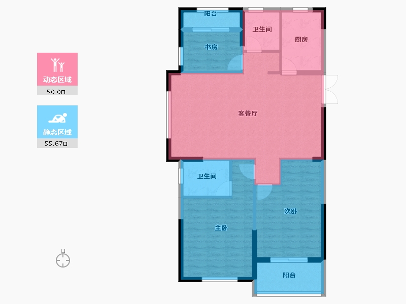 江苏省-镇江市-巴黎都市-96.00-户型库-动静分区