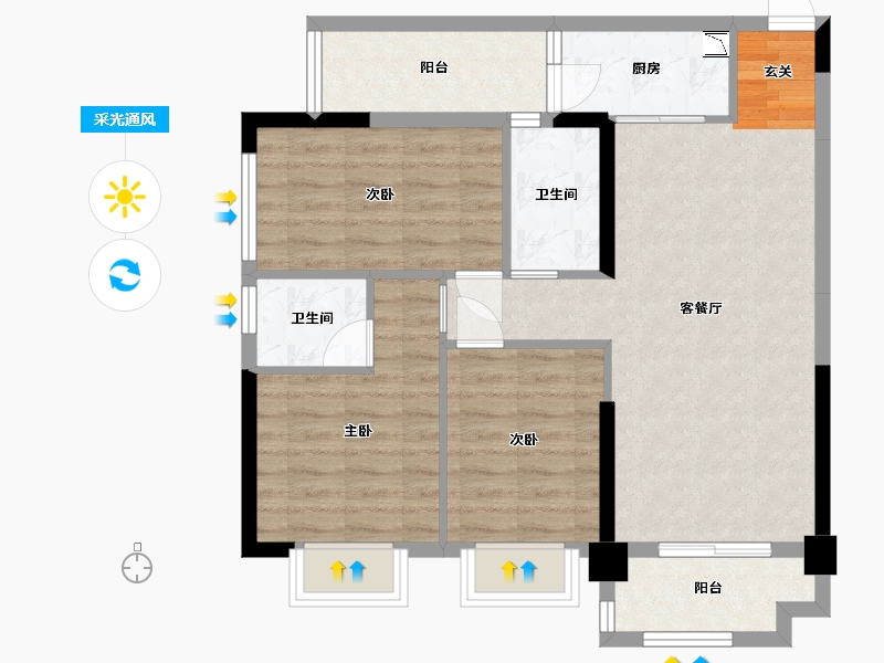 广西壮族自治区-南宁市-鑫邦华府-77.96-户型库-采光通风