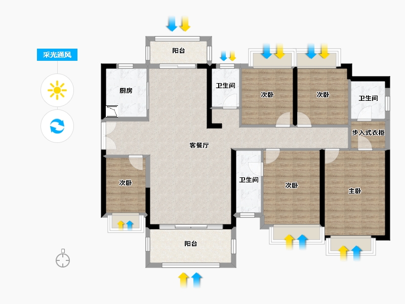 广东省-惠州市-鼎峰国汇山-136.34-户型库-采光通风