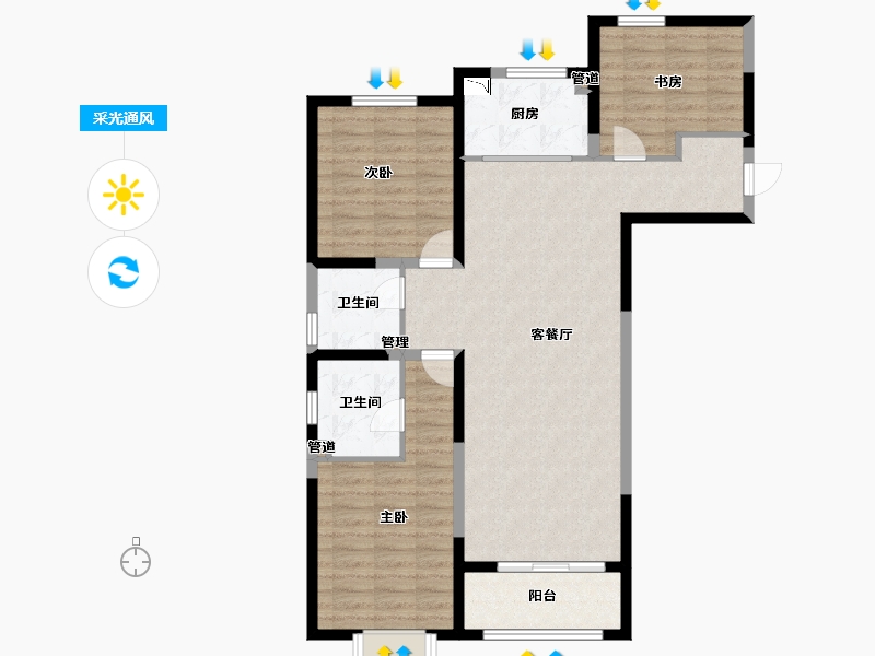 山东省-菏泽市-菏泽当代城MOMΛ-96.00-户型库-采光通风