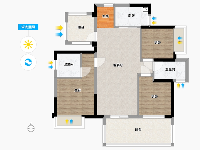 广西壮族自治区-南宁市-中建邕和府-82.29-户型库-采光通风