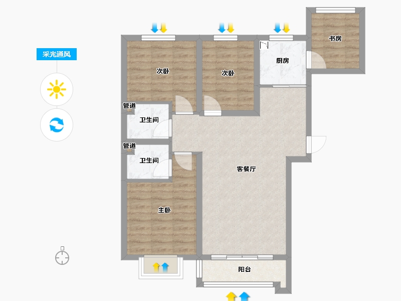 山西省-长治市-金城名邸-79.00-户型库-采光通风