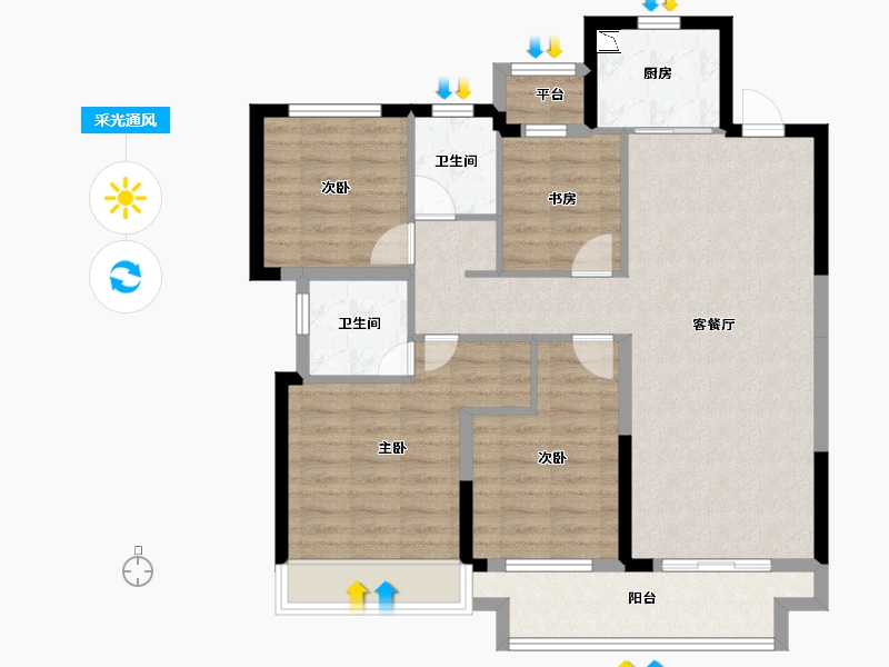 浙江省-湖州市-融创樾宸府-94.15-户型库-采光通风