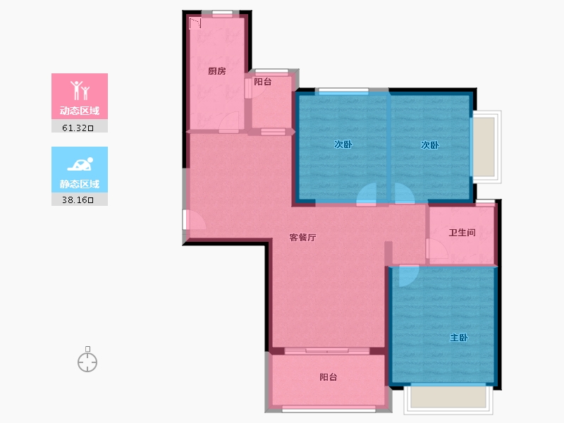 辽宁省-葫芦岛市-龙港恒大逸合城-88.80-户型库-动静分区