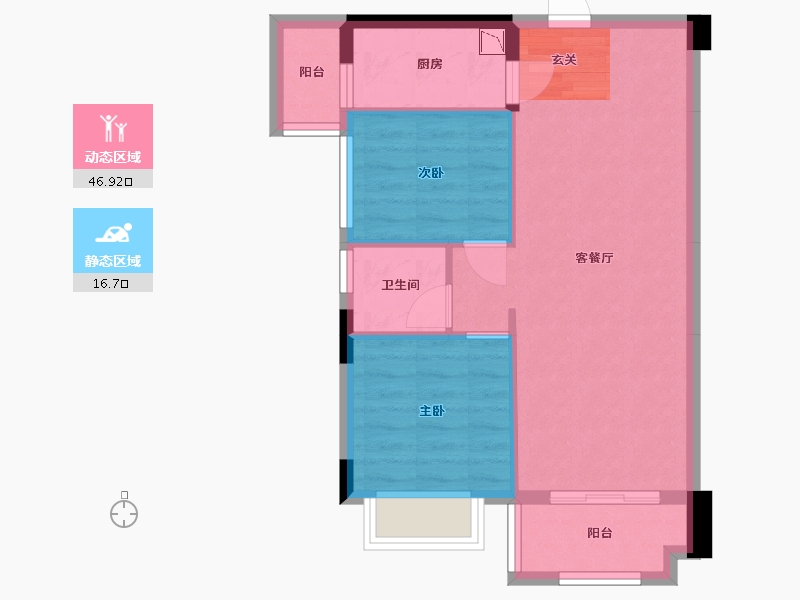 广西壮族自治区-南宁市-鑫邦华府-57.03-户型库-动静分区